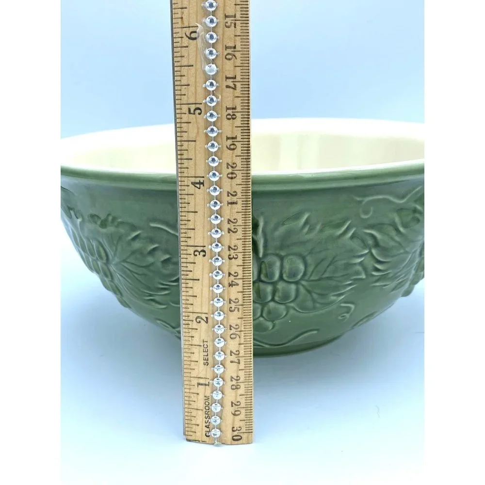 Sur La Table Green Grapes and Vines Serving, Mixing Bowl Embossed Raised